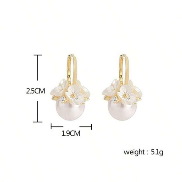 Floral Pearl Hoops - Picture 3 of 3